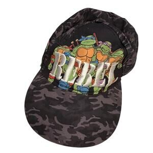 VINTAGE 90s x Rise of Teenage Mutant Ninja Turtles Rebel Hat TMNT Camo Shell
